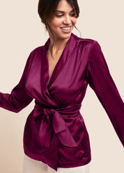 Roxy Burgundy Silk Wrap Jacket