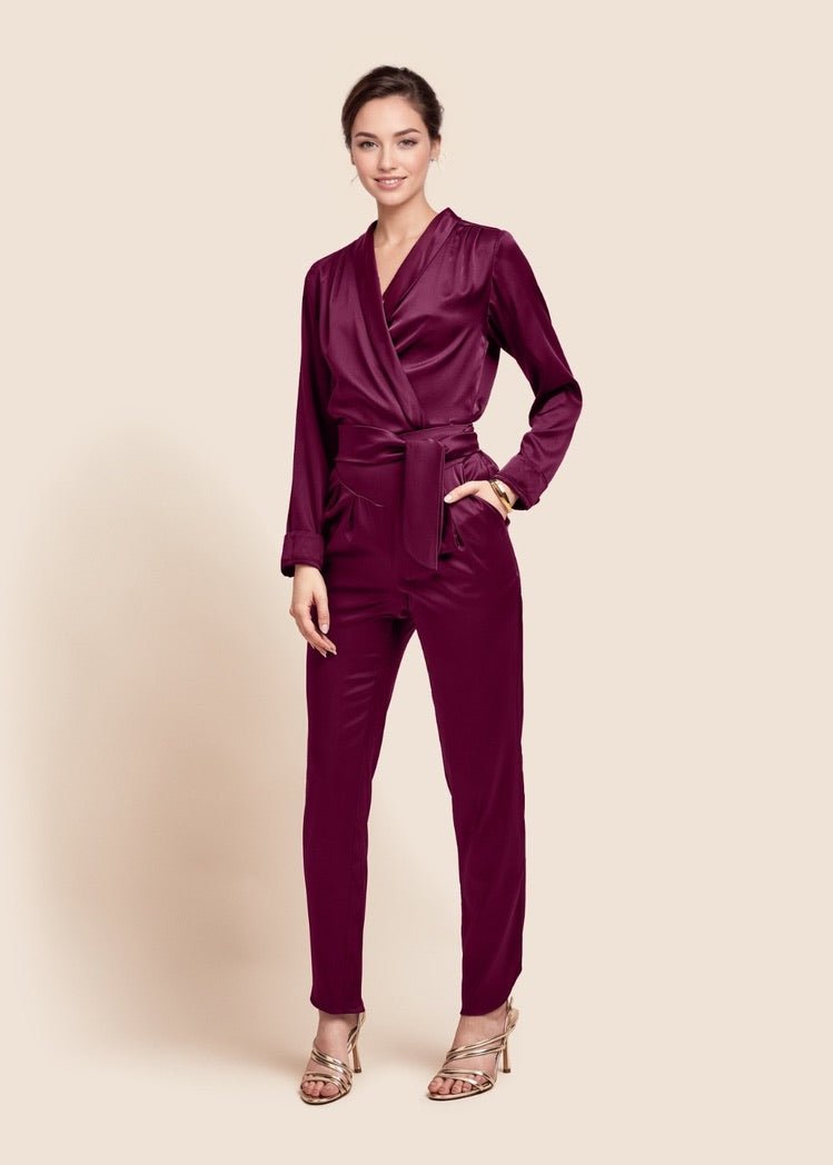 Roxy Burgundy Silk Wrap Jacket