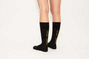 ARIANNA - 3/4 Black Cashmere Blend Socks With Gold Logo