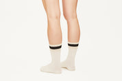 CIARA - White With Gold Detail Cotton Premium Blend Mid-Calf Socks