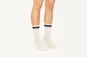CIARA - White with Silver detail Cotton Premium Blend Mid-Calf Socks