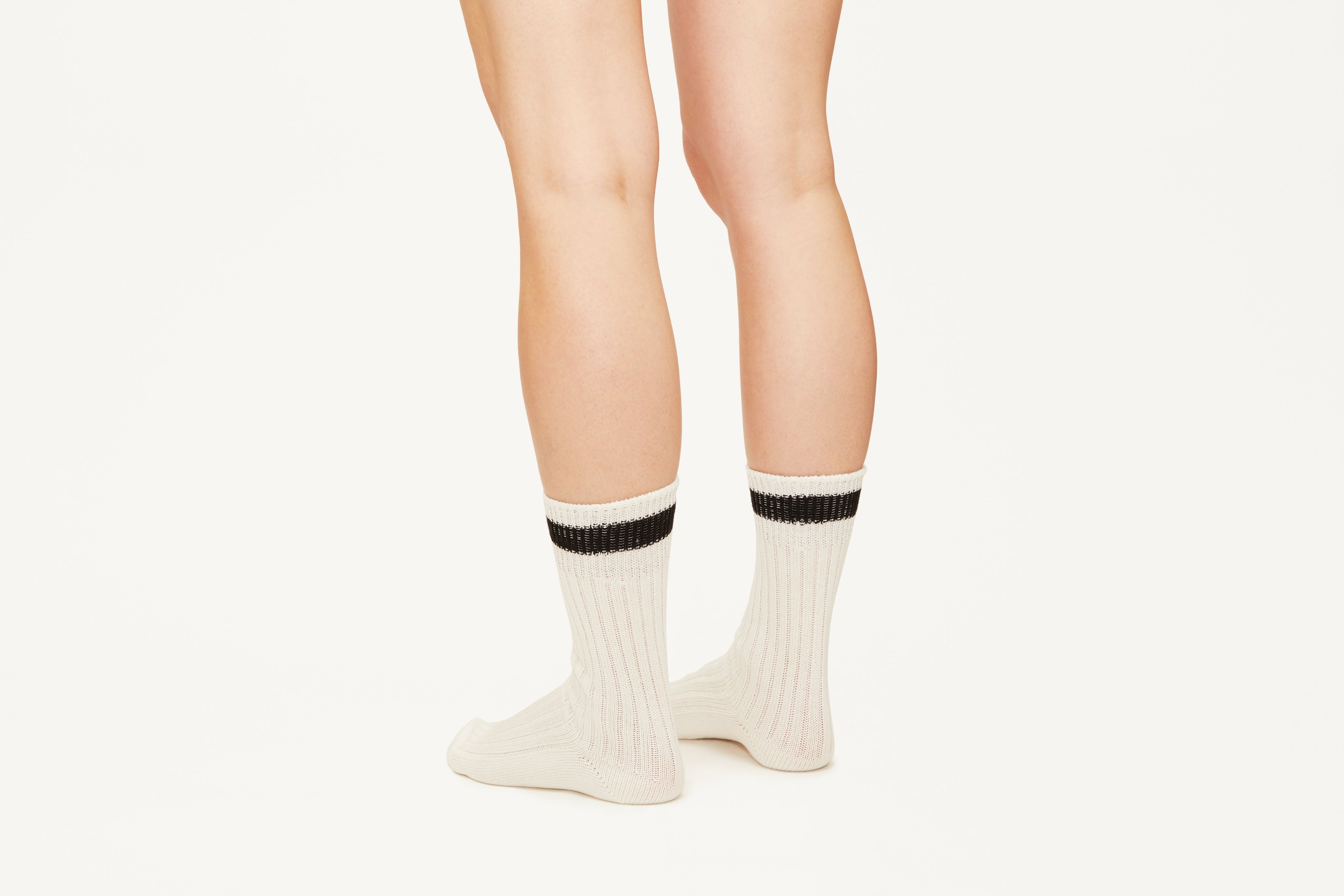 CIARA - White with Silver detail Cotton Premium Blend Mid-Calf Socks