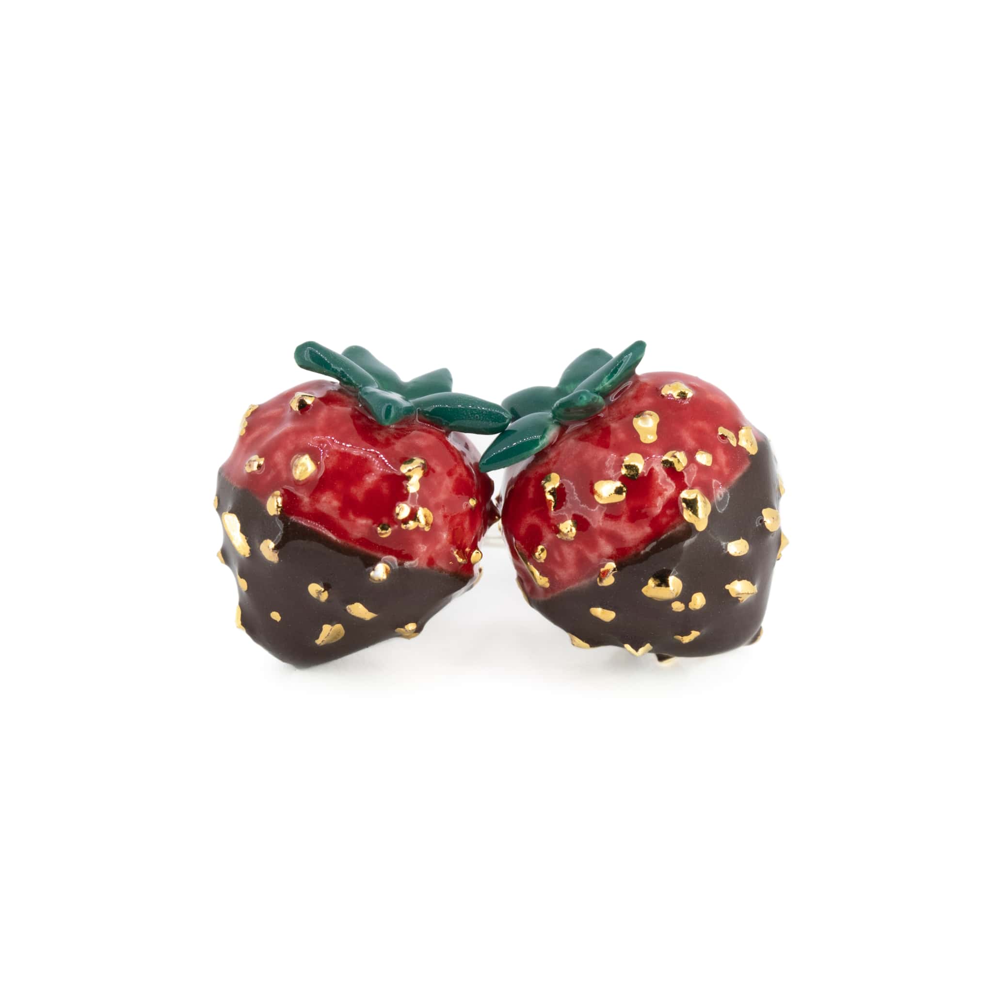Big Strawberry In Chocolate Stud Earrings