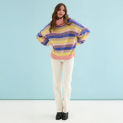 Tasha Oversized Balloon Sleeve Stripe Roll Neck Jumper - Pink