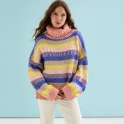 Tasha Oversized Balloon Sleeve Stripe Roll Neck Jumper - Pink