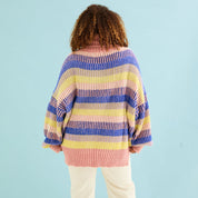 Tasha Oversized Balloon Sleeve Stripe Roll Neck Jumper - Pink