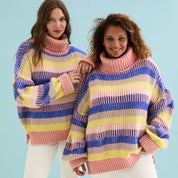 Tasha Oversized Balloon Sleeve Stripe Roll Neck Jumper - Pink