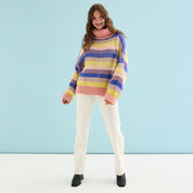 Tasha Oversized Balloon Sleeve Stripe Roll Neck Jumper - Pink