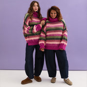 Tasha Oversized Balloon Sleeve Stripe Roll Neck Jumper - Purple