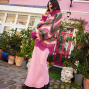 Tasha Oversized Balloon Sleeve Stripe Roll Neck Jumper - Purple