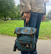 Teal Waxed Cotton Micro Bali Backpack