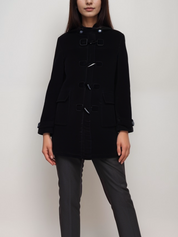 Vegan Wool Duffle Coat with Recycled Vegan Shearling