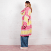 Tracy Stripe Balloon Sleeve Midi Cardigan - Pink