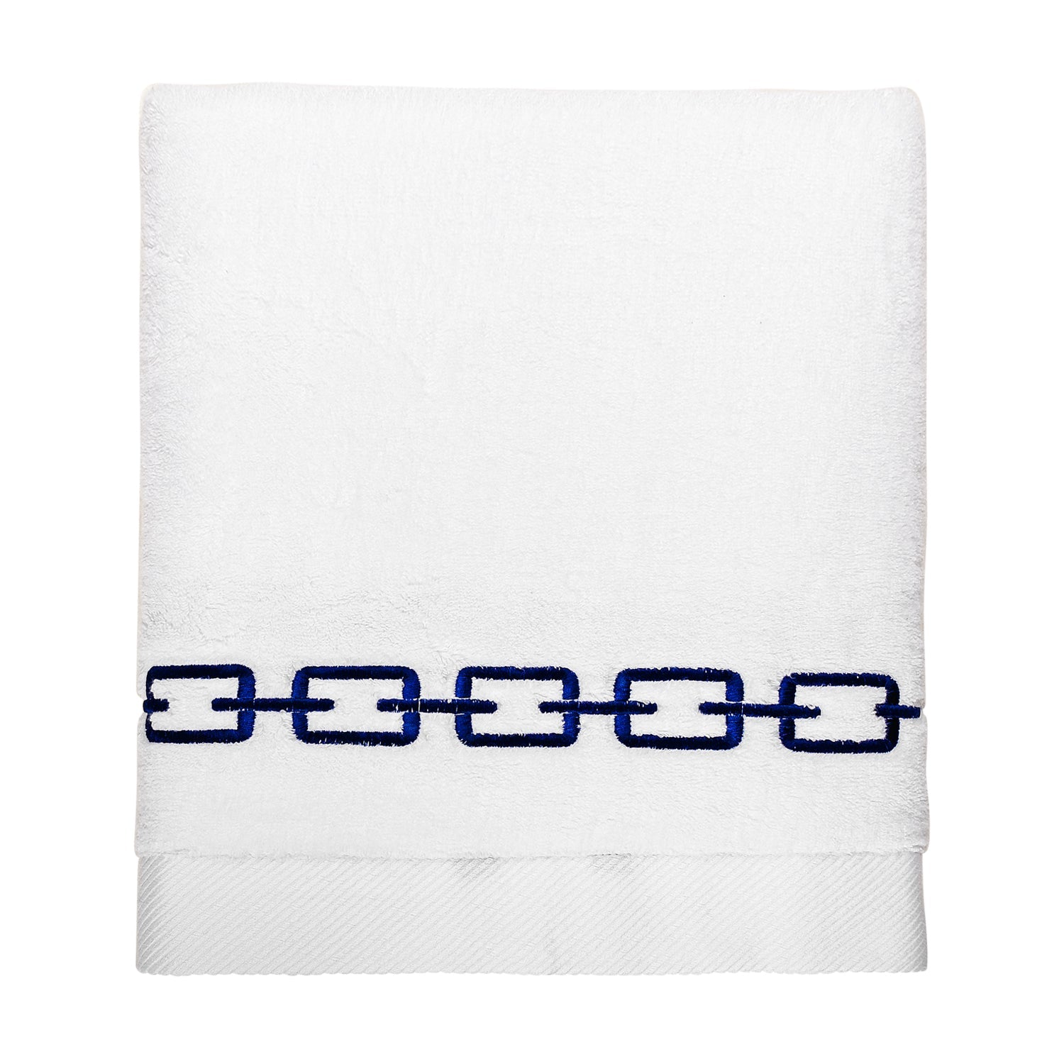 Navy Chain Embroidery Bath Towel