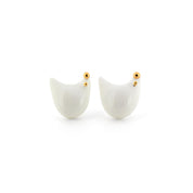 White Cat Stud Earring - Gold Bubbles