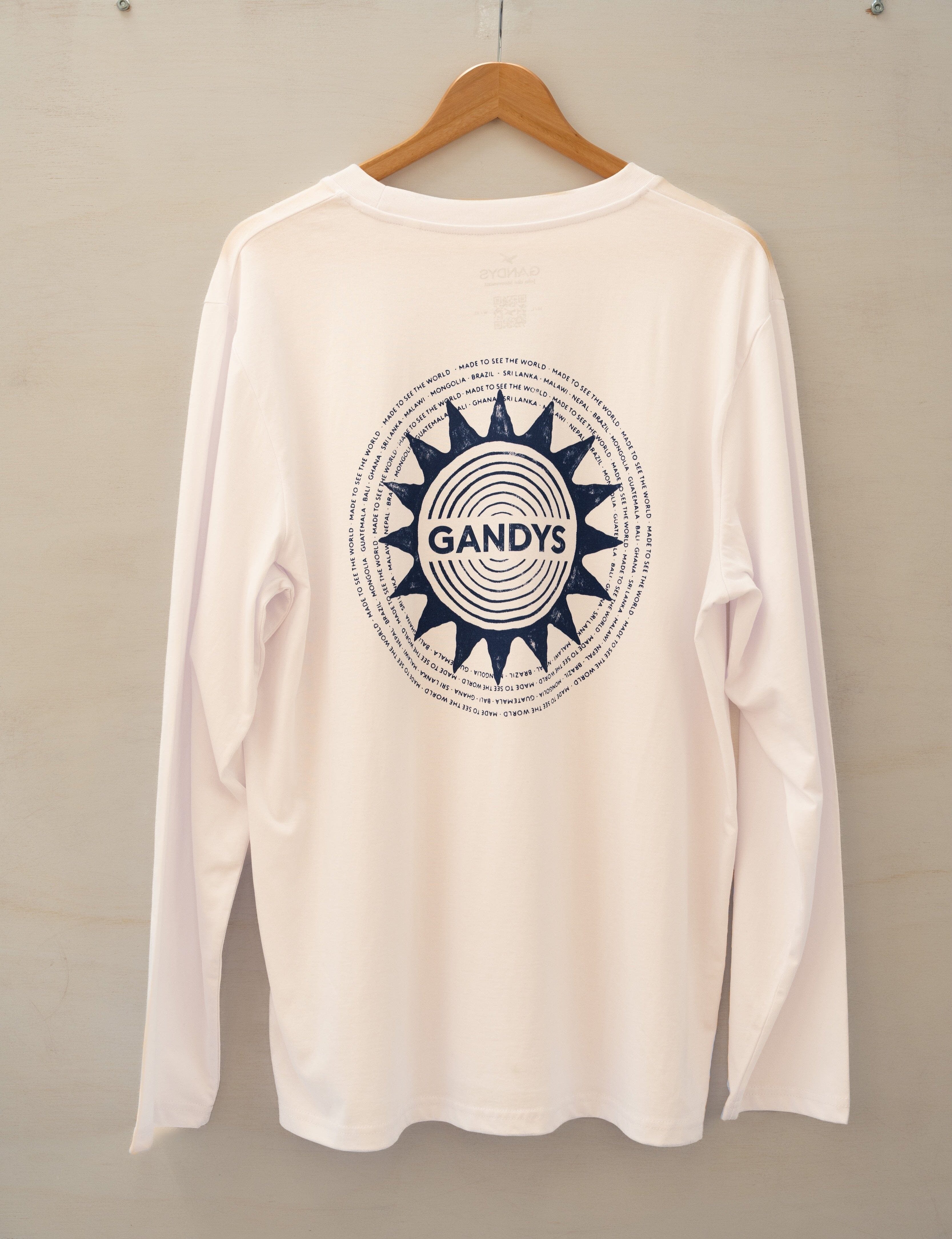 White Gandys Foundation Long Sleeve Campus T-Shirt