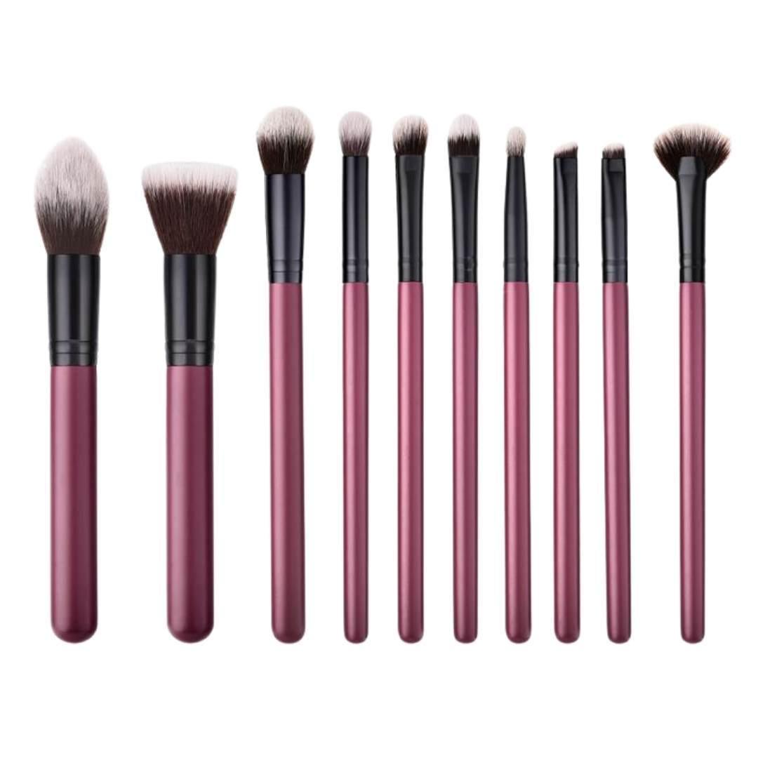 Vegan Makeup Brush Set- Chic. Sustainable Wood Purple and Black