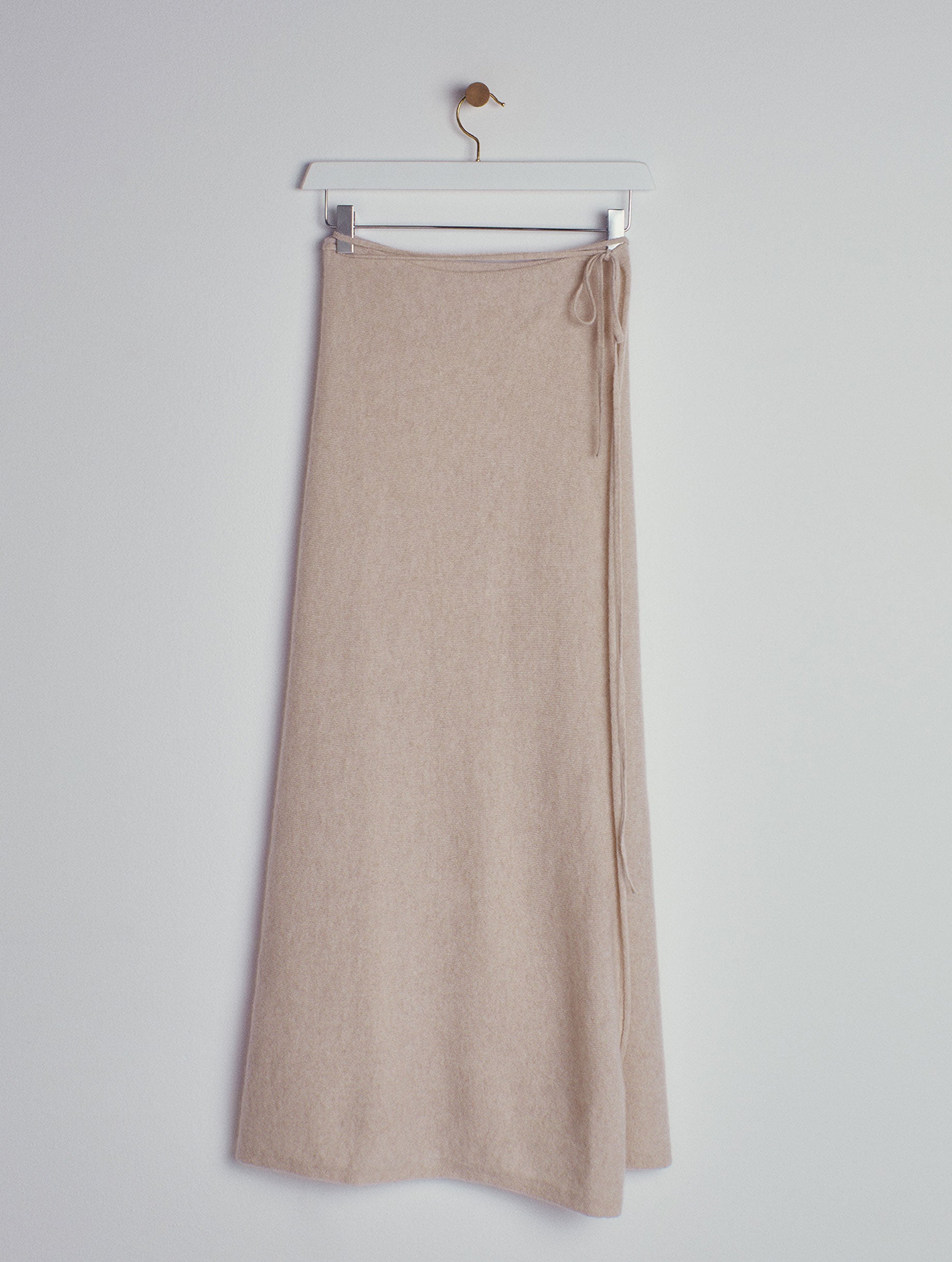 ESMERALDA Cashmere knitted wrap skirt ecru
