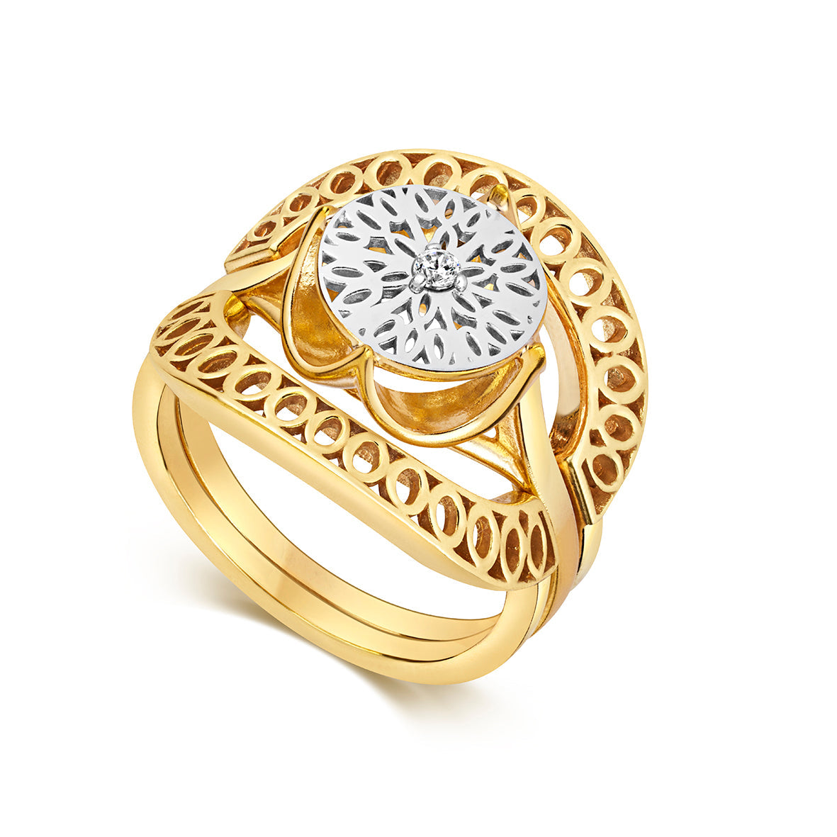 Seville Crown Ring, Gold and Silver