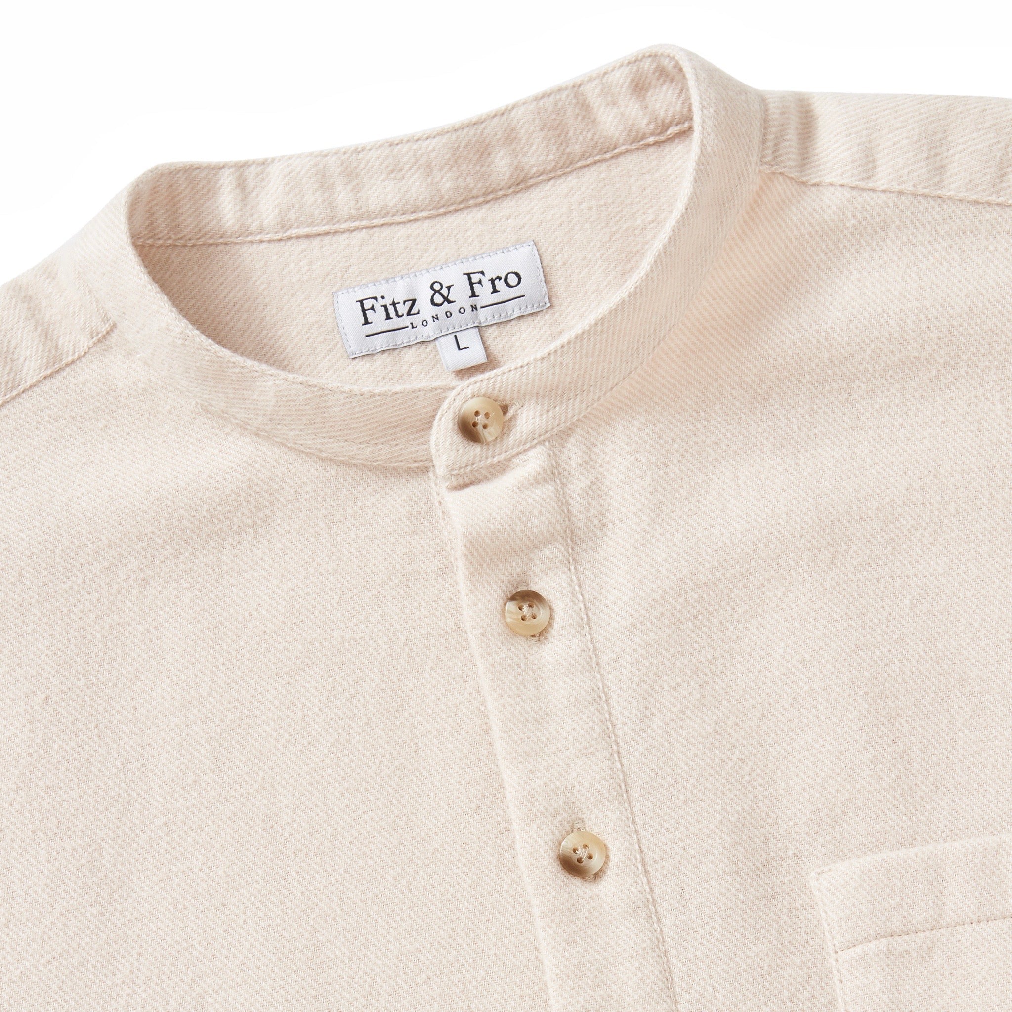 Brushed Organic Cotton Popover Shirt - Ecru