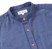 Brushed Organic Cotton Popover Shirt - Blue