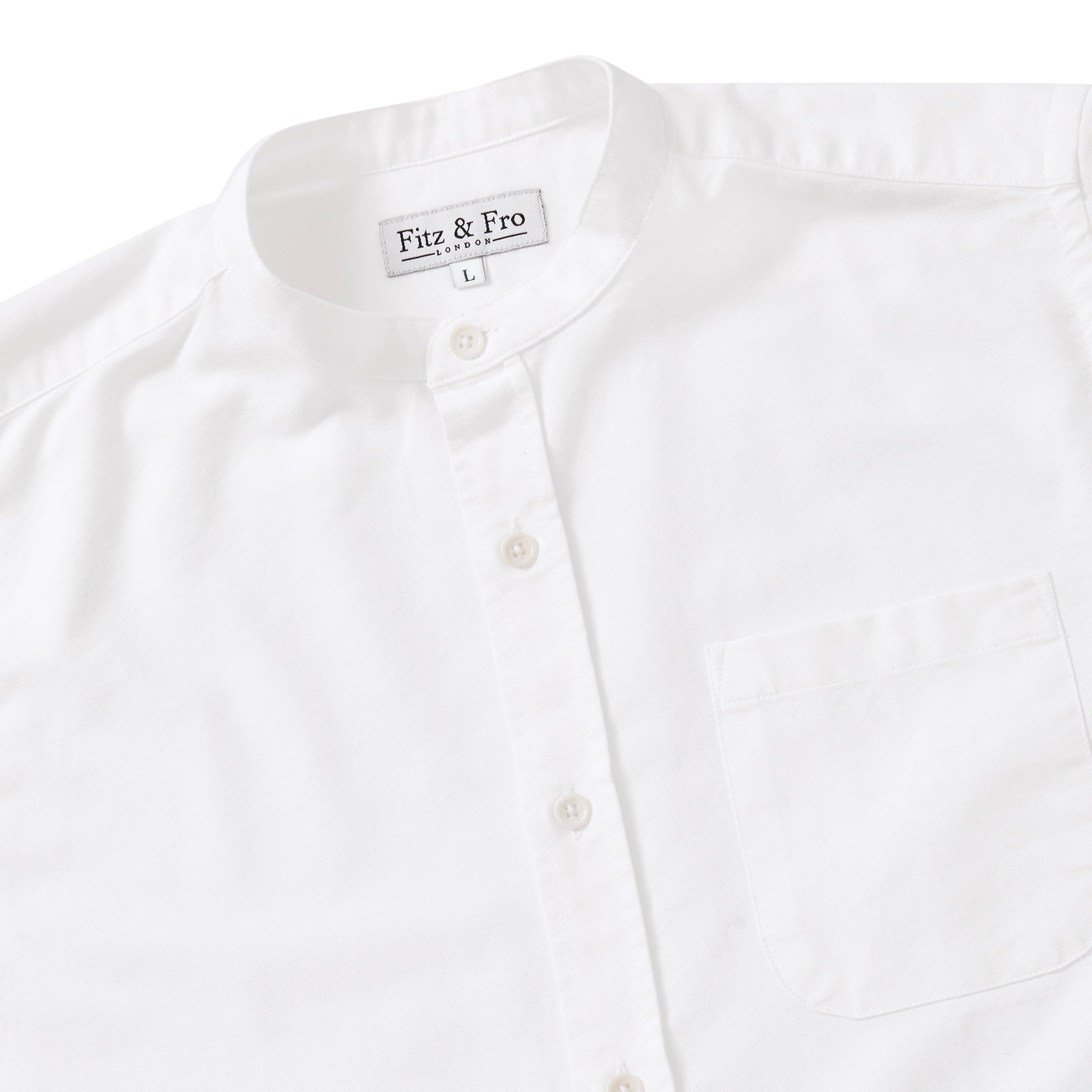 Fitz & Fro Organic Oxford Collarless Shirt - White