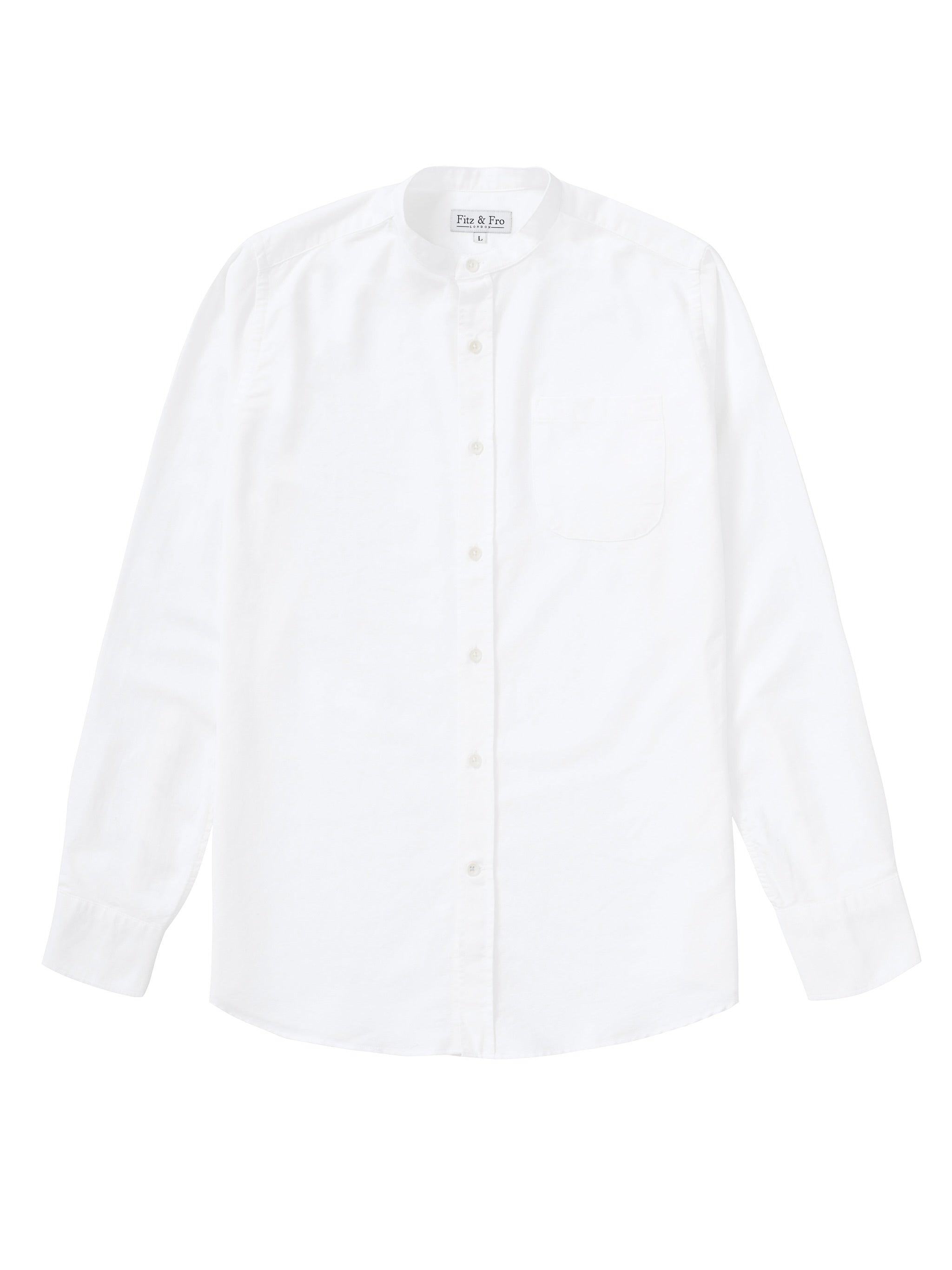Fitz & Fro Organic Oxford Collarless Shirt - White