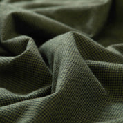 Brushed Cotton Collarless Shirt - Green Houndstooth