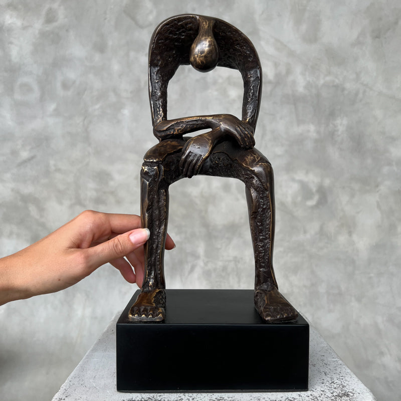 Medium Bronze Hollow Man Sculpture on stand