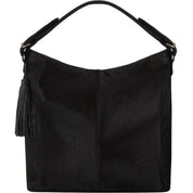 Black Calf Hair Leather Top Handle Grab Bag