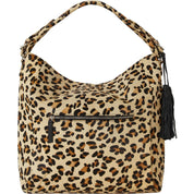 Leopard Print Calf Hair Leather Top Handle Grab Bag