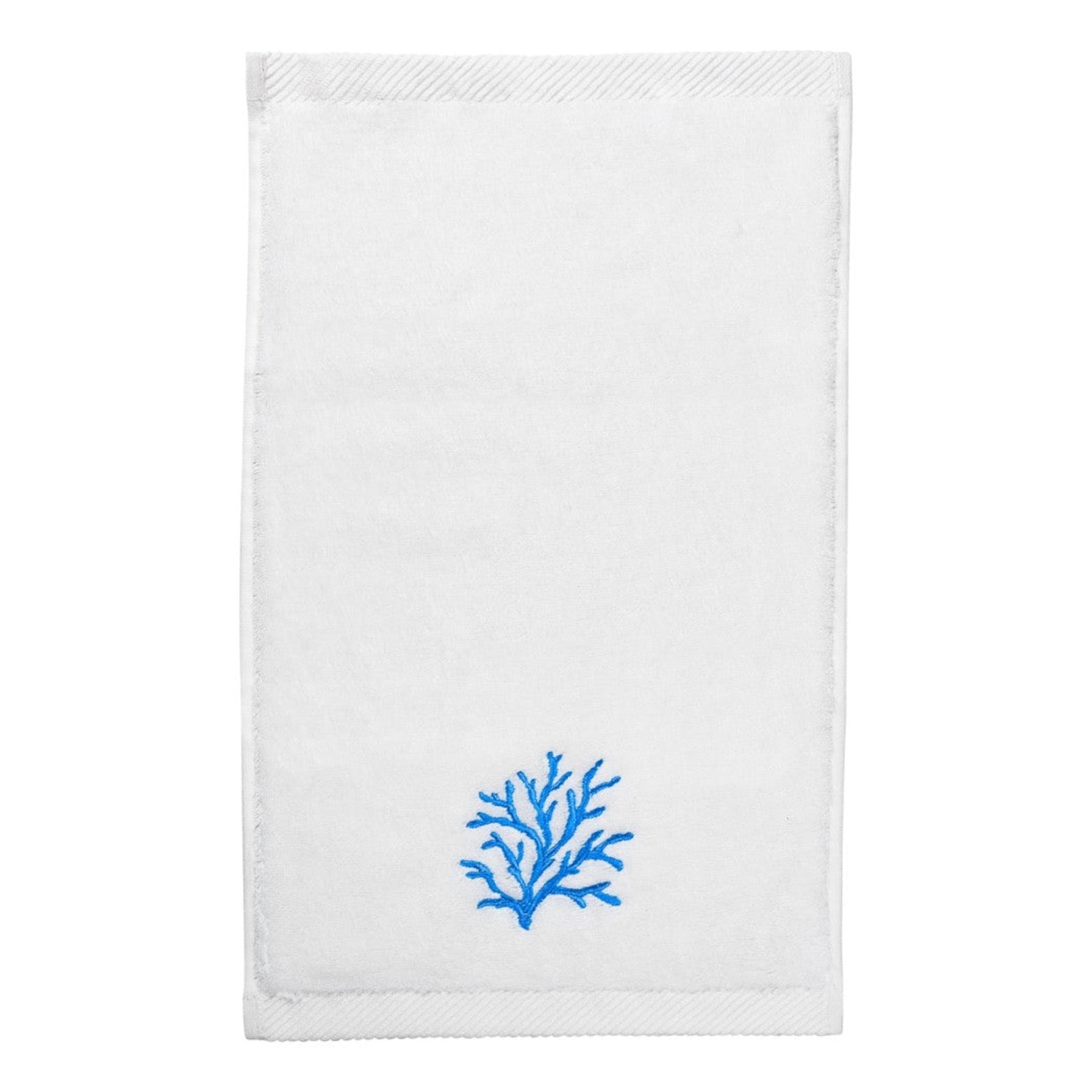 Turquoise Coral Embroidery Hand Towel