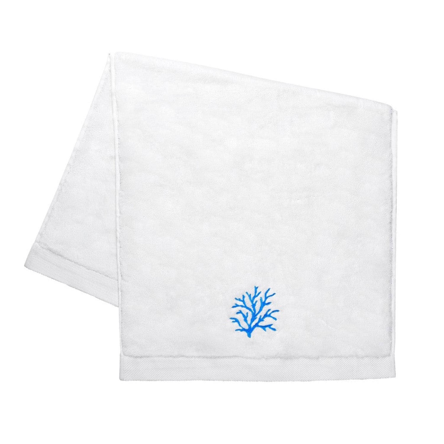 Turquoise Coral Embroidery Face Towel