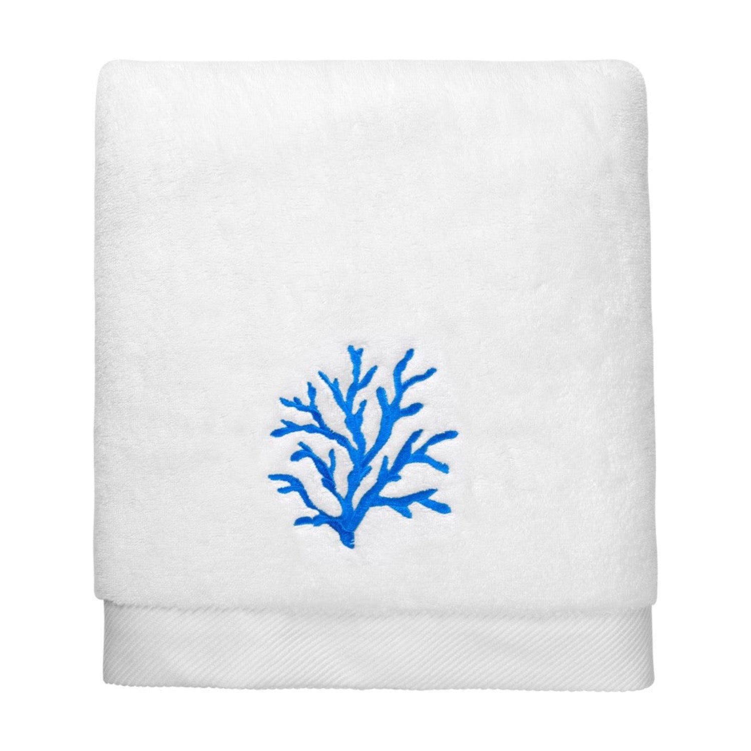 Turquoise Coral Embroidery Bath Towel