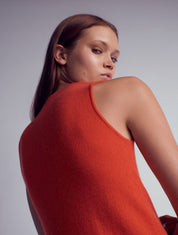 XIMENA Cashmere knitted A-line dress Orange