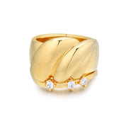 Amelia Chunky Gold Ring and Skinny White Zirconia Ring Stacker Set