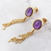 18ct Gold Plated Genuine Purple Amethyst Earrings