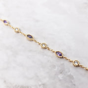 18ct Gold Plated Amethyst And White Topaz Bracelet