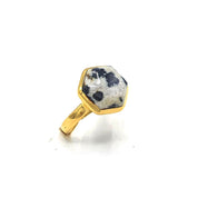 18ct Gold Vermeil Dalmatian Jasper Ring