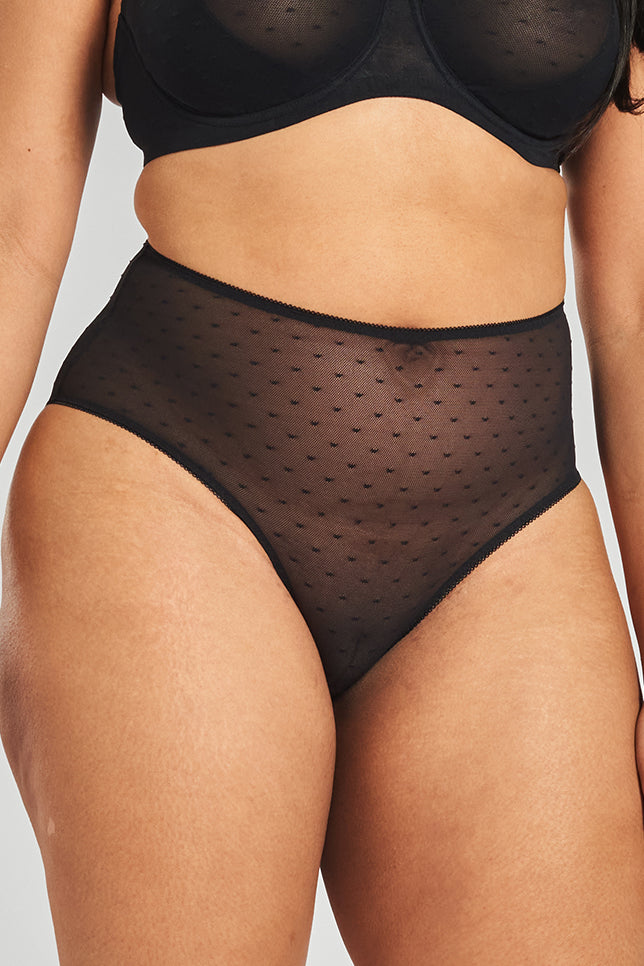 Banksia recycled-tulle high-rise briefs - Volcanic Black