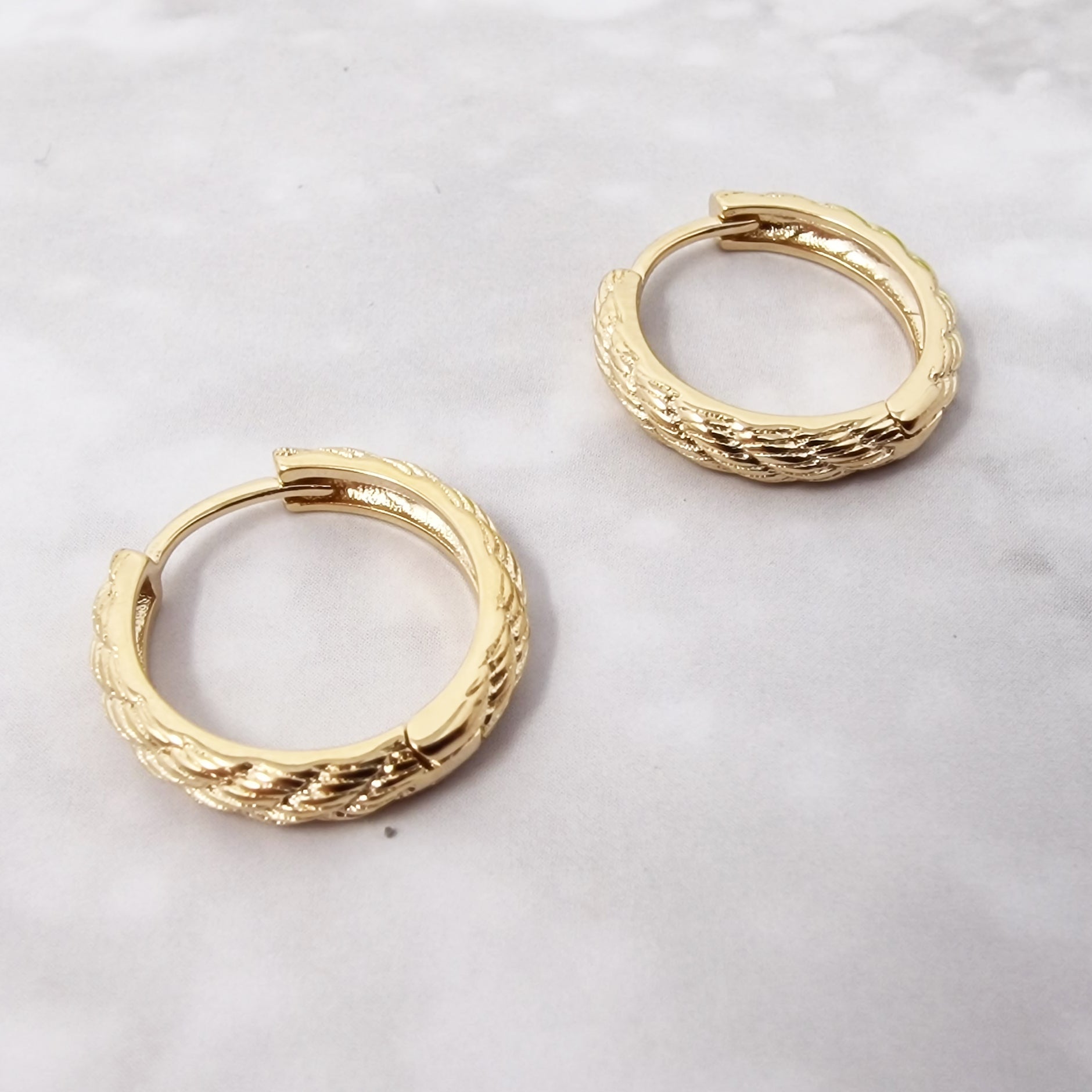 18ct Gold Plated Small Twisted Gold Hoops