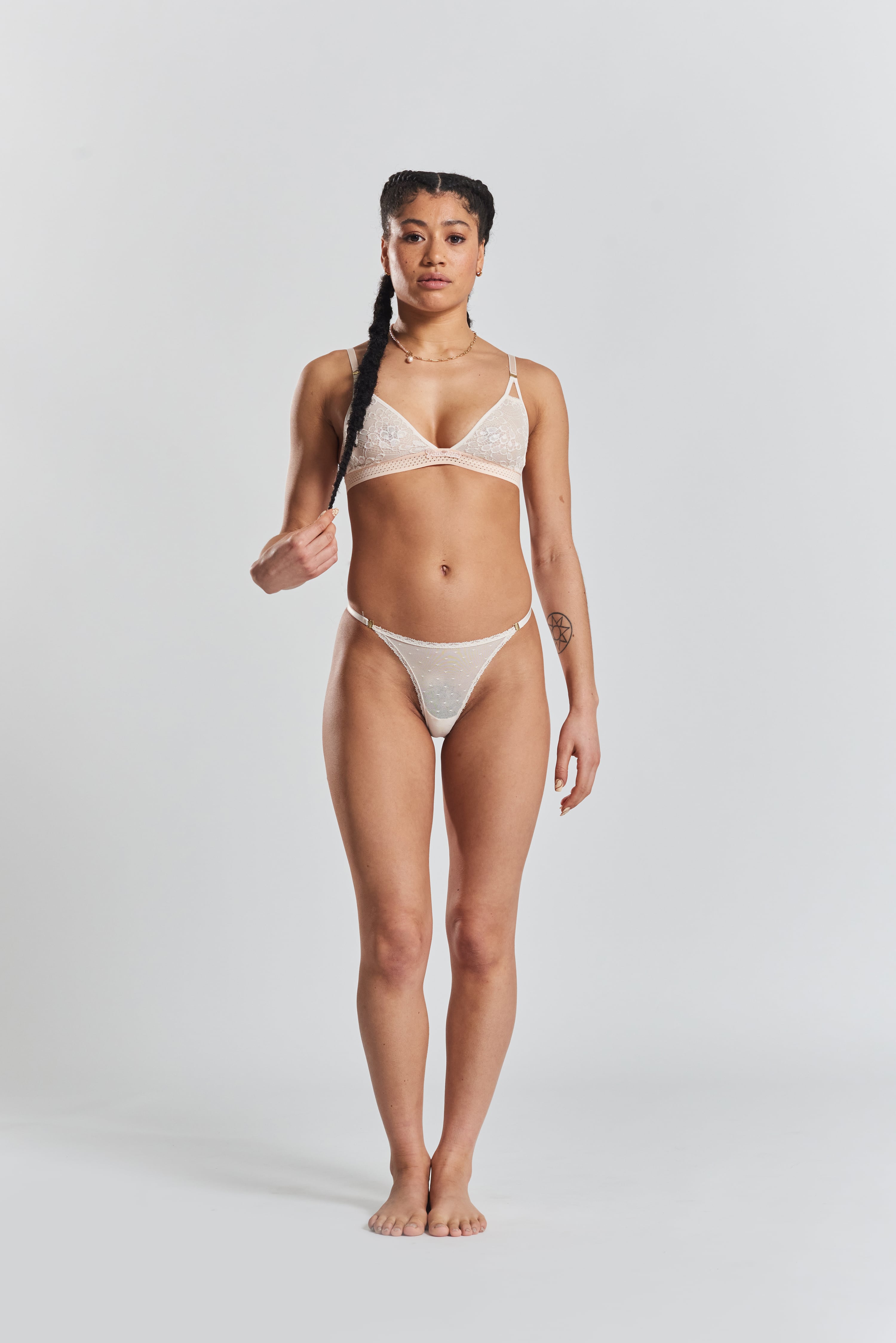 Matsu recycled-tulle low-rise thong - Shoreline Peach