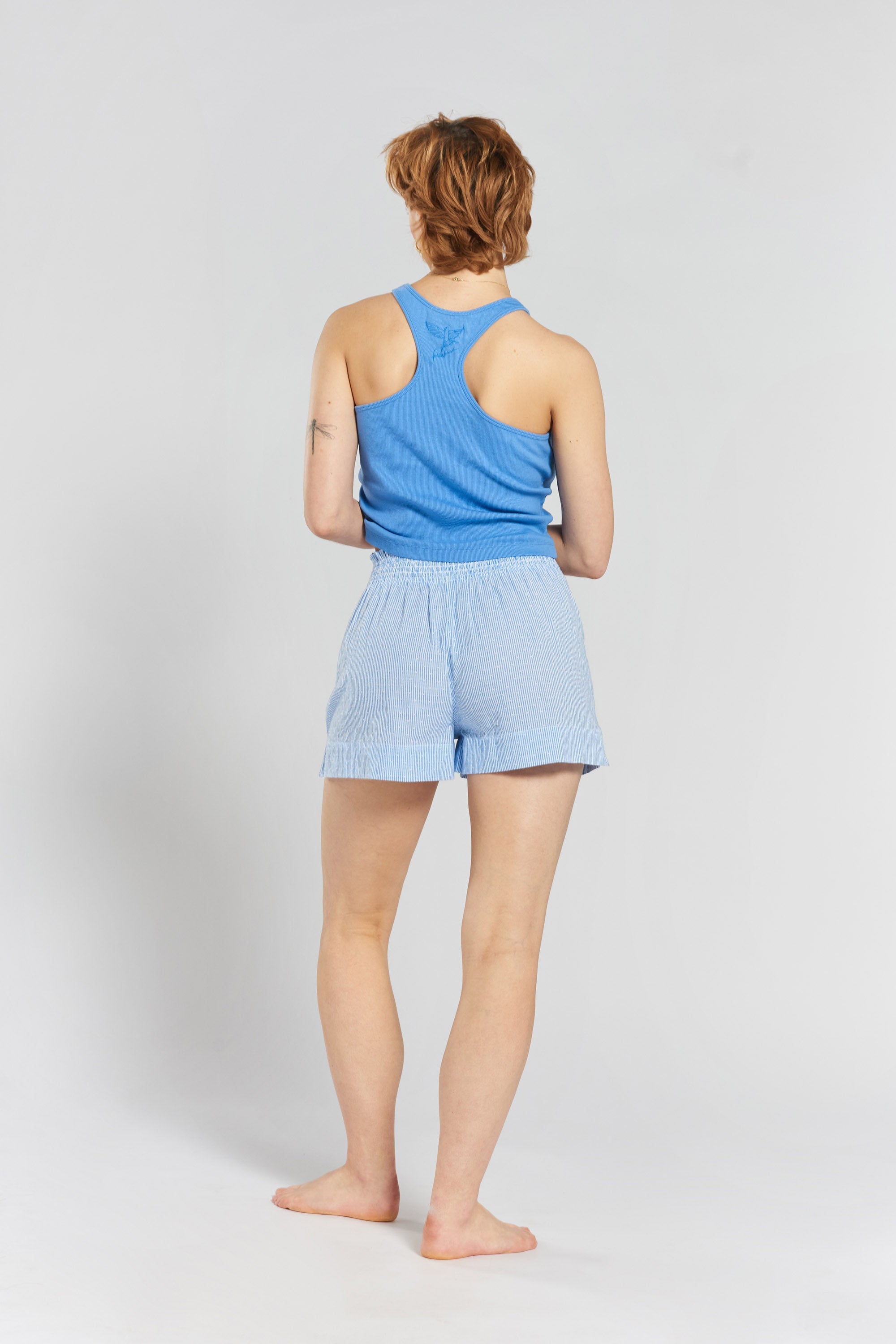 Lomandra striped woven-cotton shorts - Mountain Blue