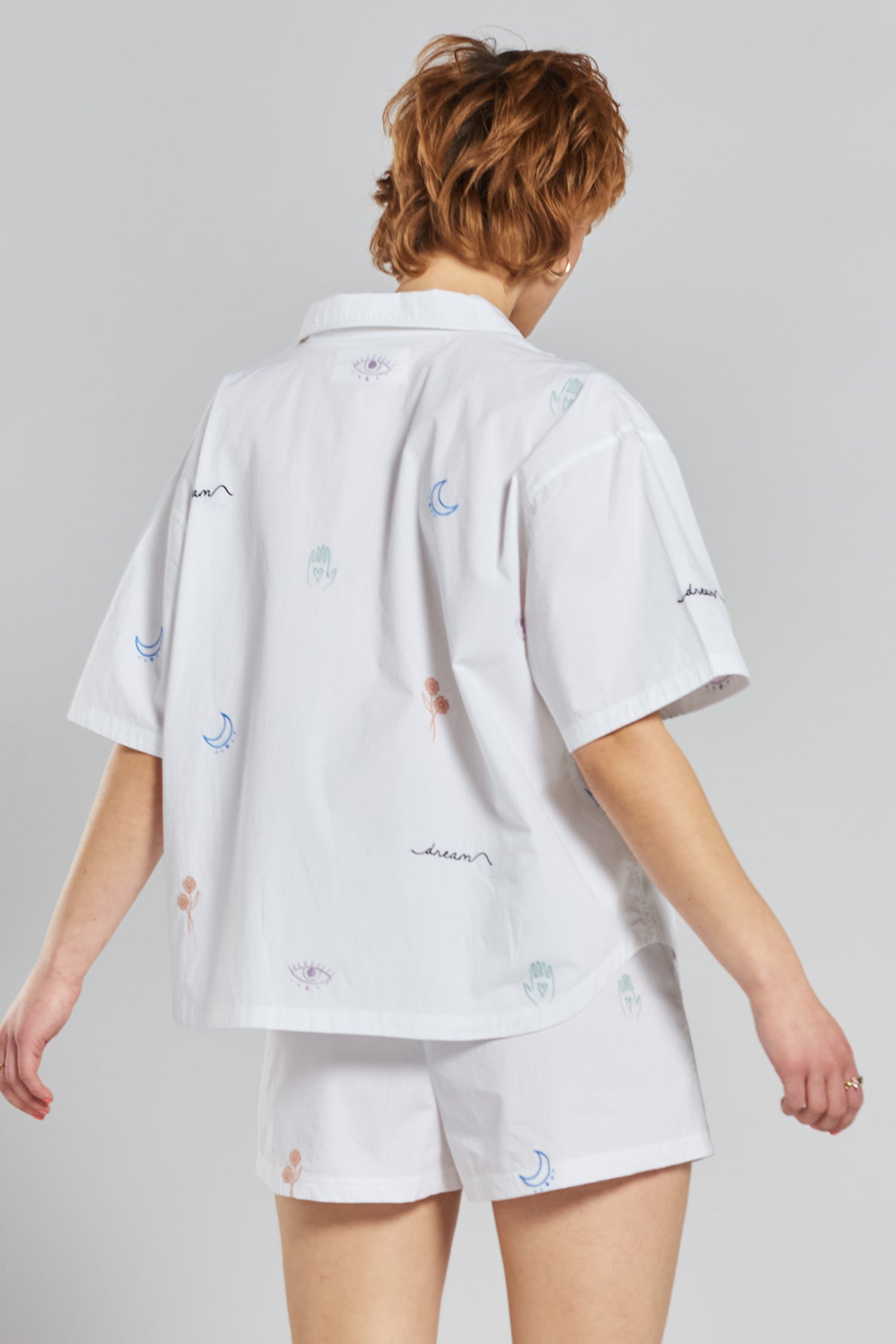 Telopea embroidered woven-cotton shirt - Glacier White