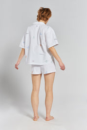 Tsubaki embroidered woven-cotton shorts - Glacier White