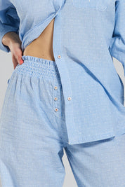 Chicory striped woven-cotton pyjama trousers - Mountain Blue