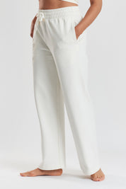 Sitka blossom-embroidered cotton joggers - Moonlight White