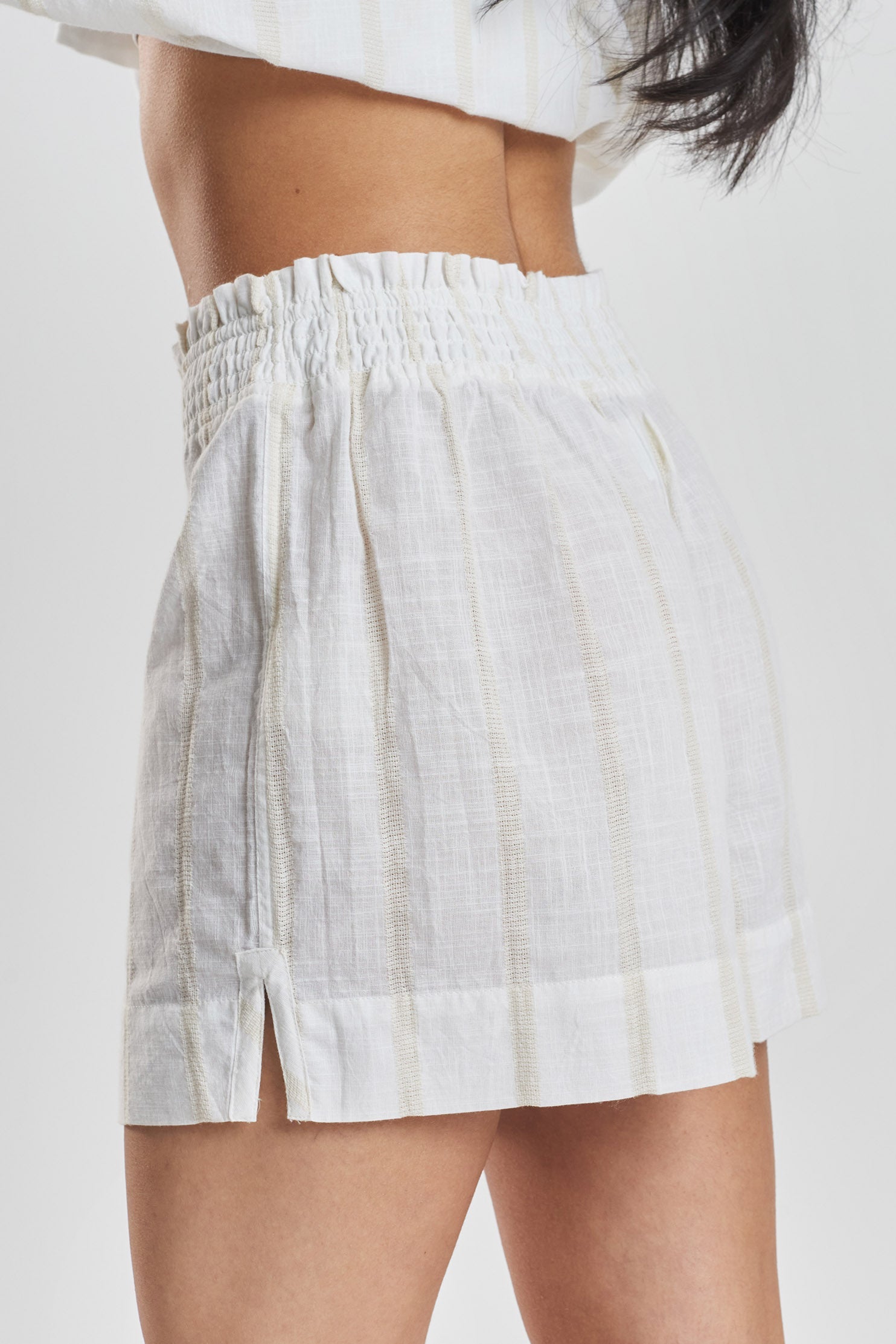 Lomandra striped woven-cotton shorts - Summer Sand
 Beige