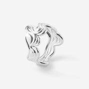 Interwoven Souls Wave Diamond Silver Ring Set