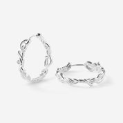Boundless Energy Wave Diamond Silver Hoop Earrings